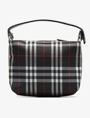 Shop Reselfridges Black Pre-loved Burberry Checked Canvas And Leather Hand Bag