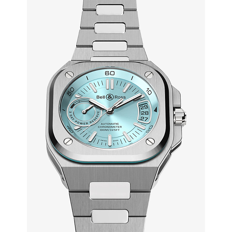 Shop Bell & Ross Mens Blue Brx5r-ib-stsst Ice Blue Stainless-steel Automatic Watch