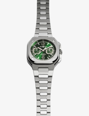 Shop Bell & Ross Mens Green Br05c-gn-stsst Chrono Green Stainless-steel Automatic Watch