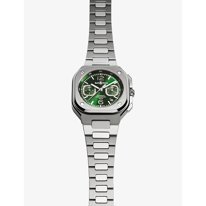 Shop Bell & Ross Mens Green Br05c-gn-stsst Chrono Green Stainless-steel Automatic Watch