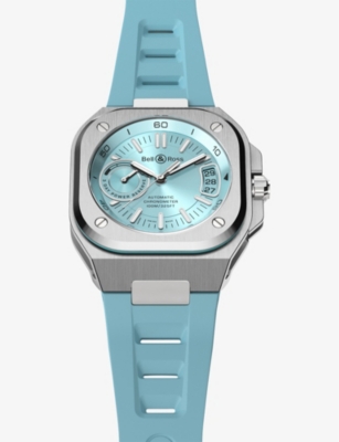 Shop Bell & Ross Mens Blue Brx5r-ib-stsrb Ice Blue Stainless-steel And Rubber Automatic Watch