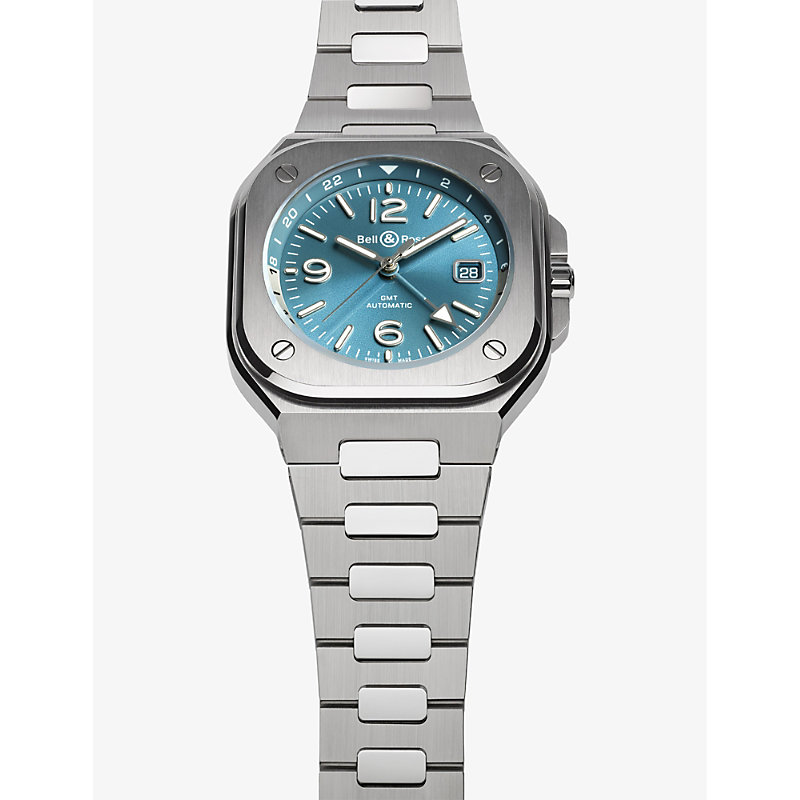 Shop Bell & Ross Mens Blue Br05g-pb-stsst Gmt Sky Blue Stainless-steel Automatic Watch