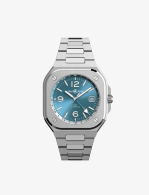 Bell & Ross Br05g-pb-stsst Gmt Sky Blue Stainless-steel Automatic Watch In Metallic