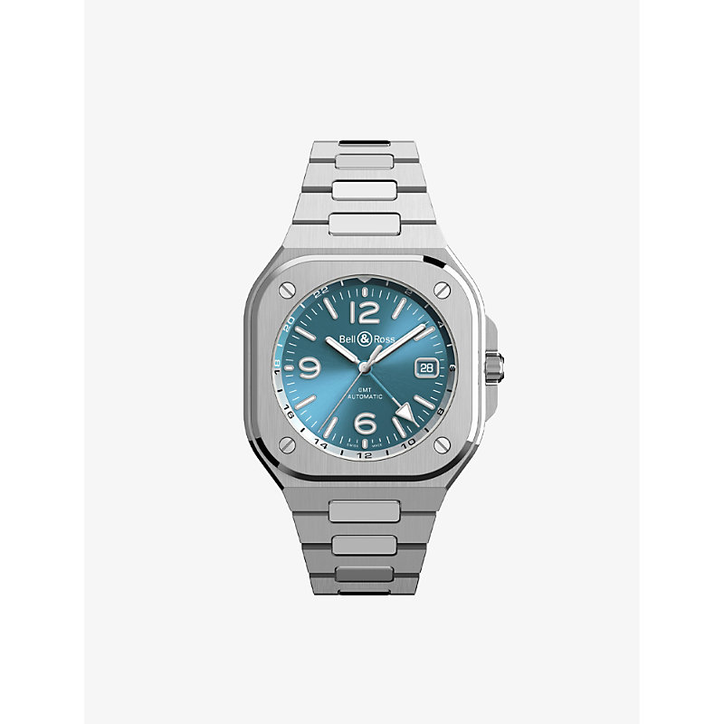Bell & Ross Br05g-pb-stsst Gmt Sky Blue Stainless-steel Automatic Watch In Metallic