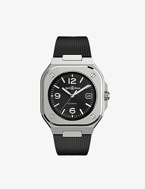 BELL & ROSS: BR05A-BL-STSRB stainless-steel and rubber automatic watch