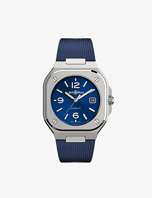 BELL & ROSS: BR05A-BL-STSRB stainless-steel and rubber automatic watch