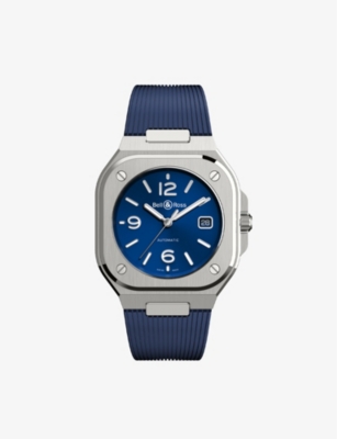 Bell & Ross Br05a-bl-stsrb Stainless-steel And Rubber Automatic Watch In Blue