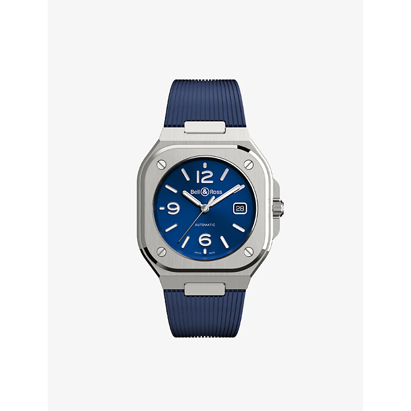 Bell & Ross Br05a-bl-stsrb Stainless-steel And Rubber Automatic Watch In Blue