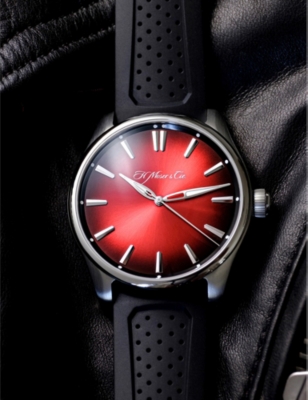 Shop H.moser & Cie Mens Red 3200-1207 Ioneer Centre Seconds Stainless-steel And Rubber Automatic Watch