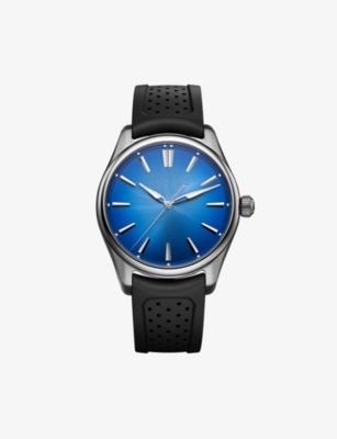 H.moser & Cie 3200-1217 Stainless-steel And Rubber Automatic Watch In Blue