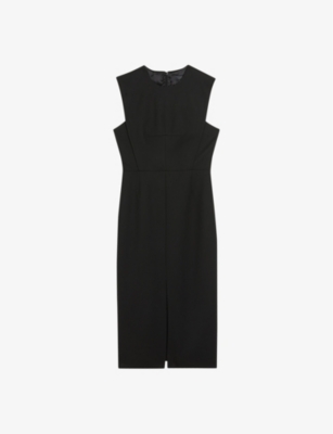 Shop Ted Baker Women's Black Manabud Front-split Slim-fit Stretch-woven Midi Dress