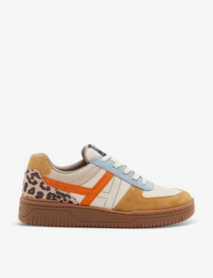 Allsaints Womens Popvix Contrast-panel Leather Low-top Trainers In Pop Multi