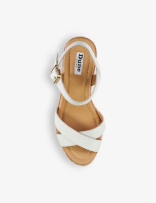 Shop Dune Women's White-leather Kindest Criss-cross Leather Wedge Sandals