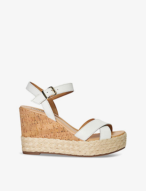 DUNE: Kindest criss-cross leather wedge sandals