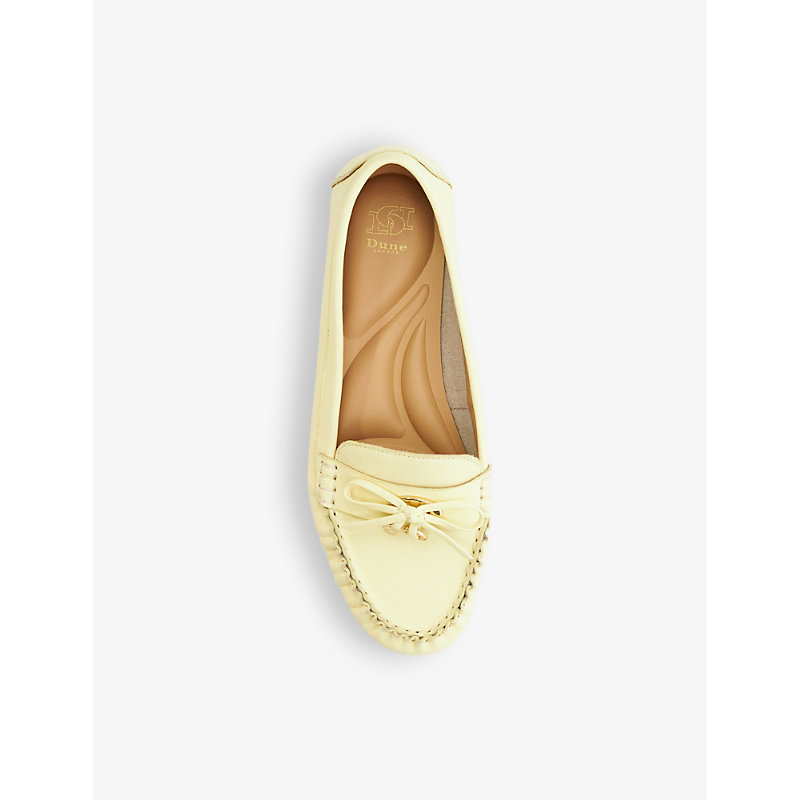 Shop Dune Grovers Bow-detail Leather Moccasins In Lemon-leather