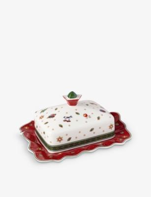 VILLEROY & BOCH: Christmas Toy's Delight porcelain butter dish 18.9cm x 15.9cm
