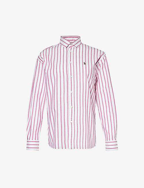 POLO RALPH LAUREN: Logo-embroidered striped cotton-poplin shirt