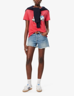 Shop Polo Ralph Lauren Womens Syd Wash Mid-rise Straight-leg Denim Shorts