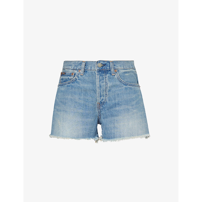 Shop Polo Ralph Lauren Mid-rise Straight-leg Denim Shorts In Syd Wash