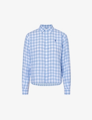 POLO RALPH LAUREN: Gingham-check boxy-fit linen shirt