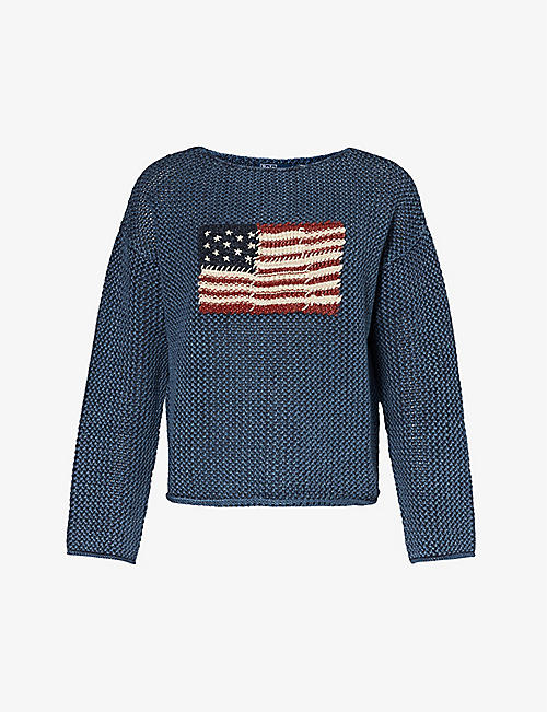 POLO RALPH LAUREN: American-flag cotton knitted jumper