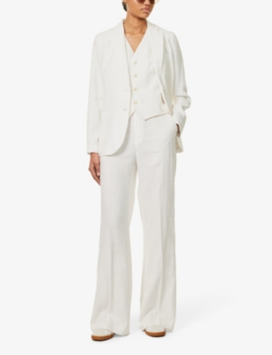 Shop Polo Ralph Lauren Women's Nevis V-neck Regular-fit Linen Waistcoat