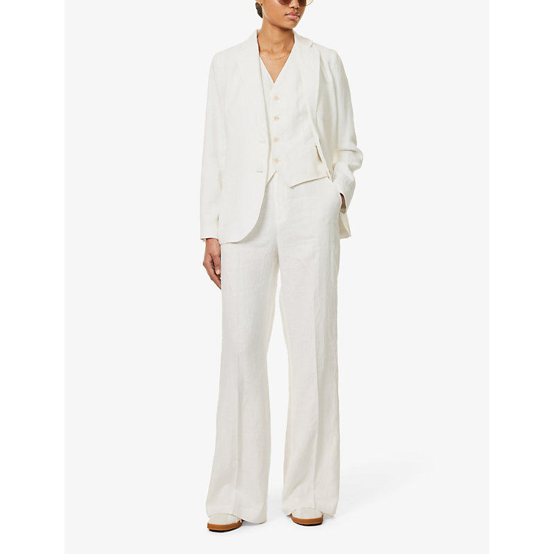 Shop Polo Ralph Lauren Women's Nevis V-neck Regular-fit Linen Waistcoat