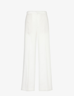 Shop Polo Ralph Lauren Women's Nevis Pressed-crease Wide-leg High-rise Linen Trousers