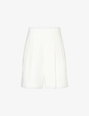 Shop Polo Ralph Lauren Women's Nevis Pleated Straight-leg Linen Shorts