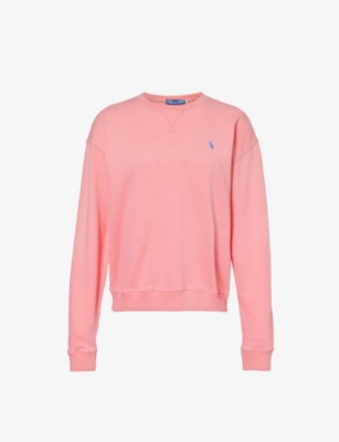 Shop Polo Ralph Lauren Women's Ribbon Pink Logo-embroidered Cotton-jersey Sweatshirt