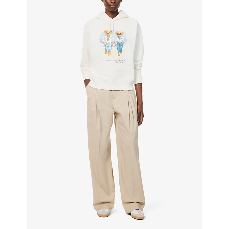 Shop Polo Ralph Lauren Women's Nevis Bear-print Cotton-blend Jersey Hoody