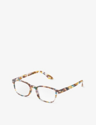 Izipizi Mens #b Square-framed Blue Tortoise Reading Glasses In Blue Tortoise