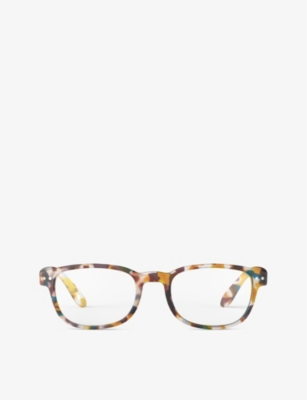 Shop Izipizi #b Rectangle-frame Reading Glasses In Blue Tortoise