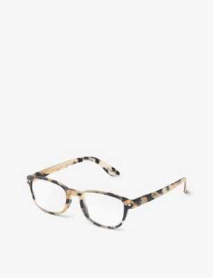Izipizi Mens Light Tortoise #b Square-framed Blue Tortoise Reading Glasses In Light Tortoise