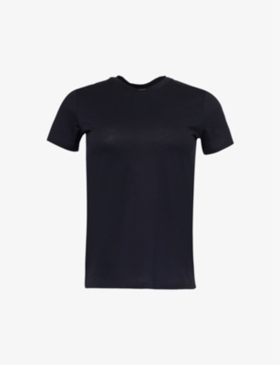 Shop Vince Women's Coastal Blue Essential Round-neck Cotton-jersey T-shirt