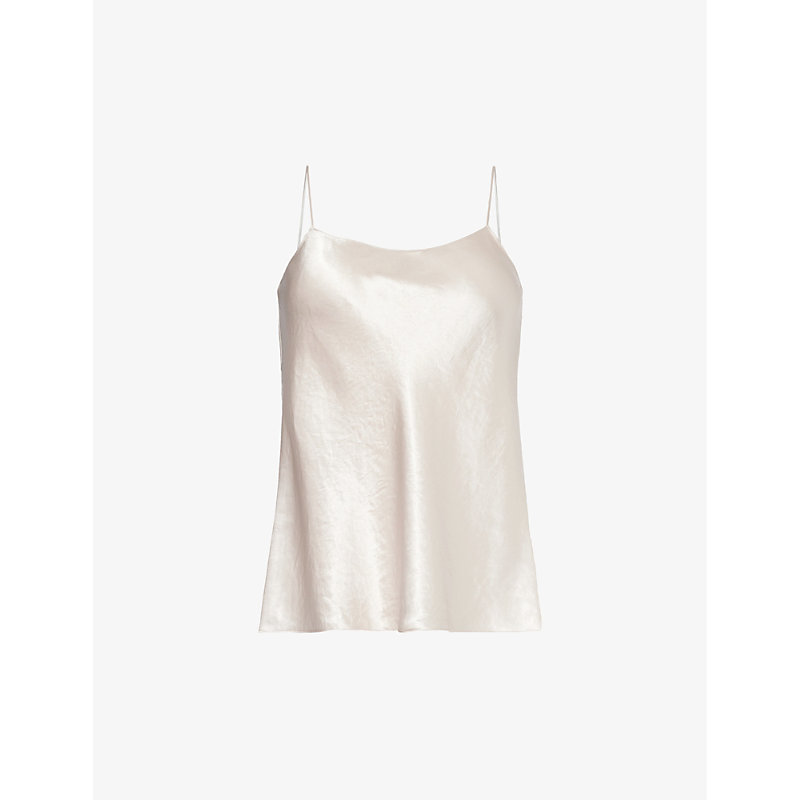 Shop Vince Scoop-neck Satin Camisole Top In Champagne