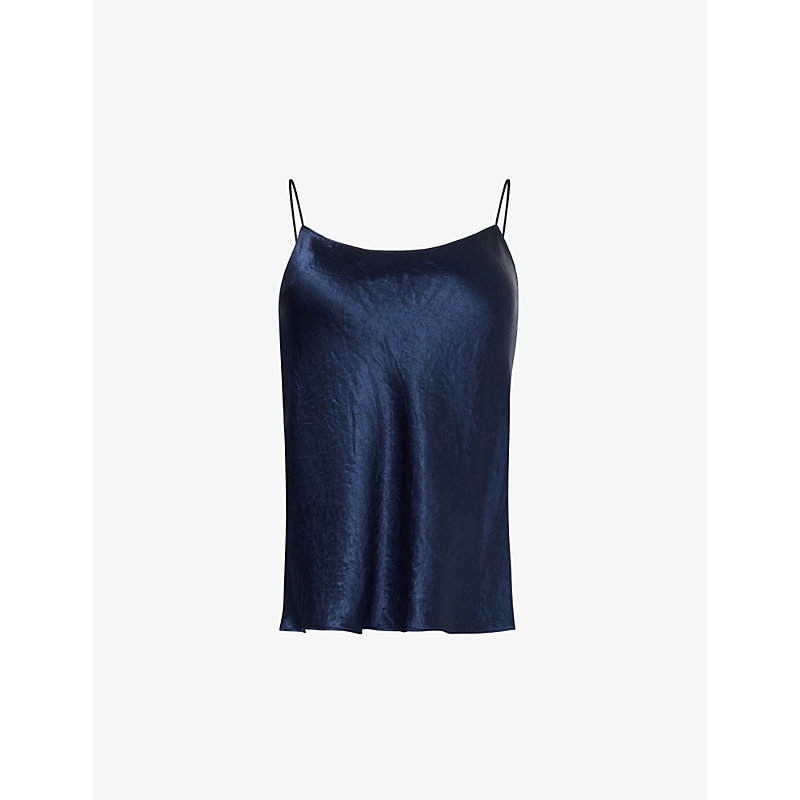Shop Vince Women's Coastal Blue Scoop-neck Satin Camisole Top