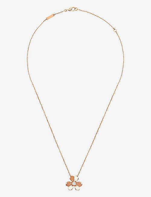 VAN CLEEF & ARPELS: Frivole small 18ct rose-gold and 0.08ct diamond pendant necklace