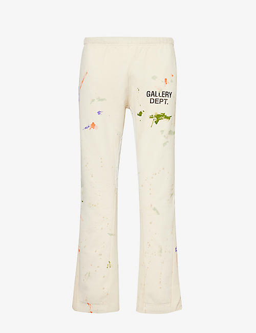 GALLERY DEPT: Paint-splatter logo-print cotton-jersey jogging bottoms