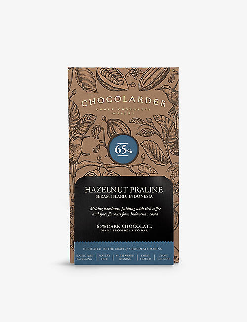 CHOCOLARDER: Hazelnut Praline 65% dark chocolate bar 70g