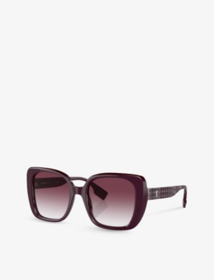 Shop Burberry Women's Red Be4371 Helena Square-frame Acetate Sunglasses