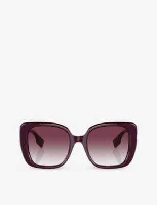 Shop Burberry Women's Red Be4371 Helena Square-frame Acetate Sunglasses