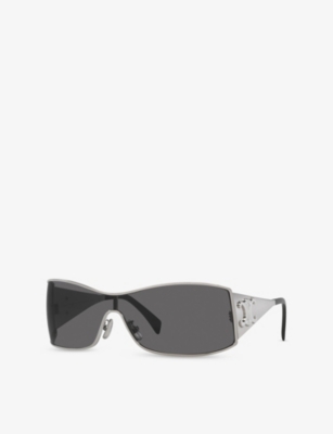 Celine Womens Grey Cl40283u Maxi Metal Triomphe Shield-frame Metal Sunglasses