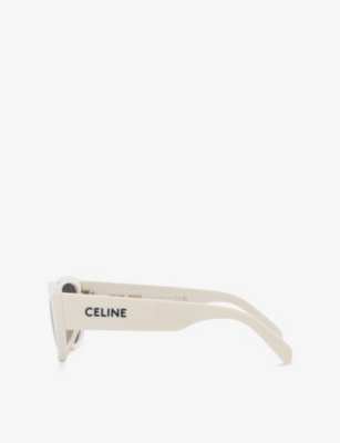 Celine Womens Cl40278u Monochroms Cat Eye-frame Acetate Sunglasses White In White
