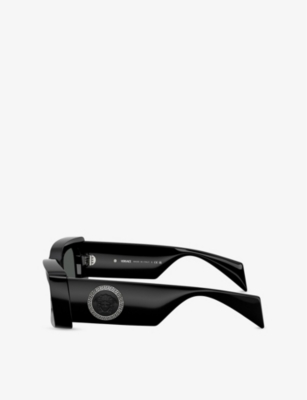 Versace Womens Black Ve4474u Rectangle-frame Acetate Sunglasses In Black