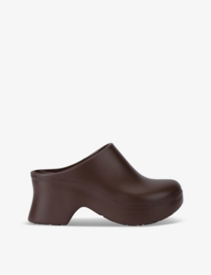 Shop Loewe Women's Dark Brown Terra Curved-heel Rubber Heeled Mules