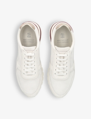 Shop Brunello Cucinelli Womens White Runner Suede Low-top Trainers
