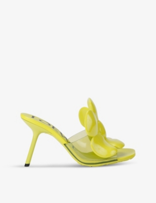 Shop Loewe Women's Lime Petal 90 Flower-embellished Leather Heeled Sandals