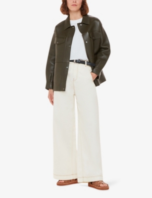 Whistles Womens White Patch-pocket Wide-leg Mis-rise Denim Jeans In White