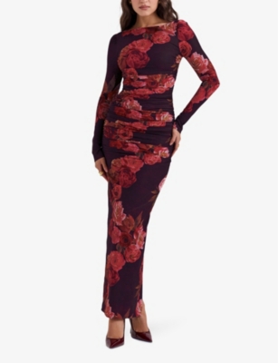 House Of Cb Womens Romantic Lanetta Floral-print Stretch-woven Maxi Dress In Romantic